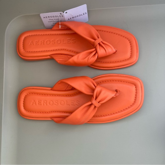 Aerosoles Style Bond Knotted Thong Sandal in Mandarin Leather size 8.5M - Picture 4 of 8